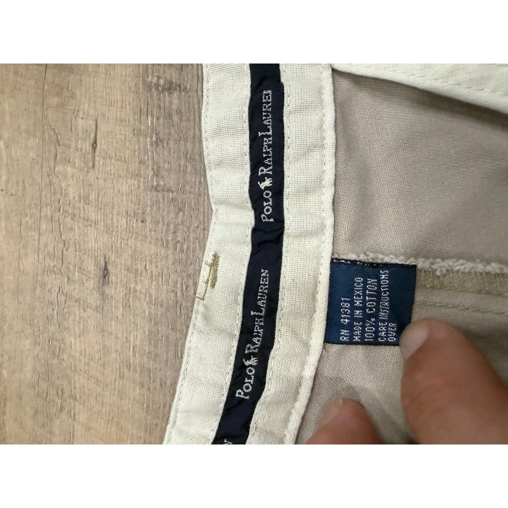 Polo Ralph Lauren Hammond Pant Mens 34/30 Khaki Tan Double Pleated Cuffed Chinos